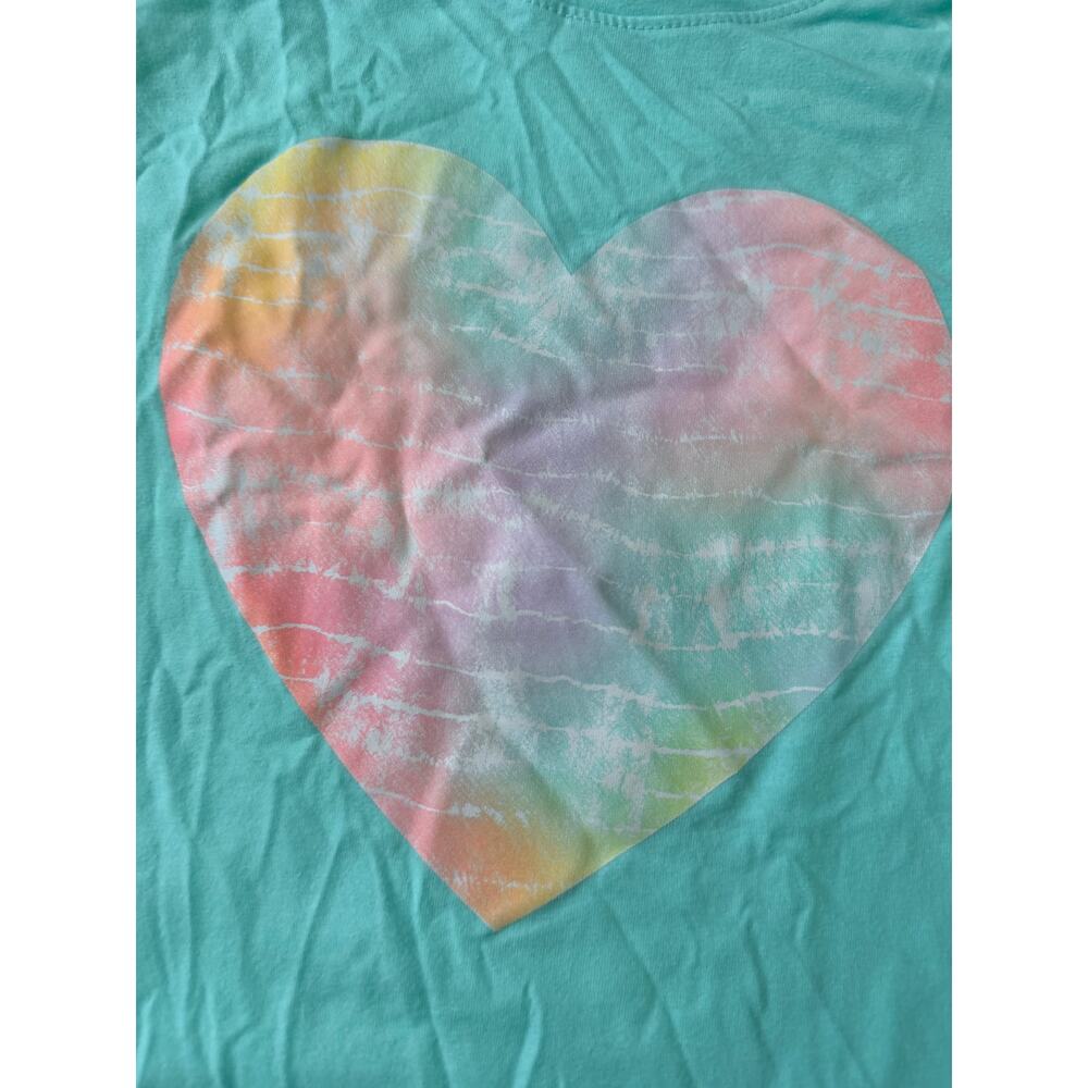 Cat & Jack Girls' Teal Watercolor Heart Tee - Picture 2 of 3